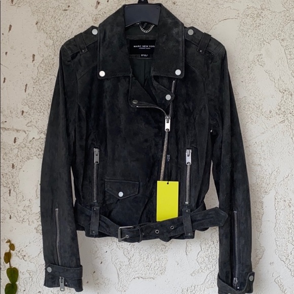 Andrew Marc Sabrina Suede Moto Jacket Sizes S & M Charcoal Grey Rare & Sold Out - Picture 4 of 8